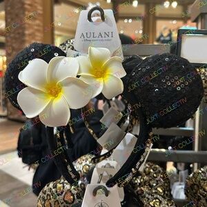 Disney Aulani Resort & Spa Hawaii Plumeria Sequin Minnie Ears Headband